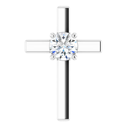 Sterling Silver Cross Pendant with Round Brilliant Cut DNA Gemstone
