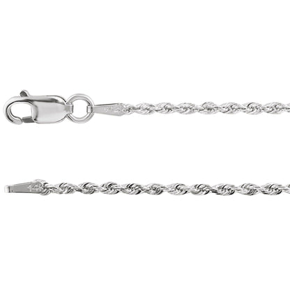Diamond-Cut 1.3mm Rope Chain Necklace in Sterling Silver, 14k Yellow Gold, or 14k White Gold