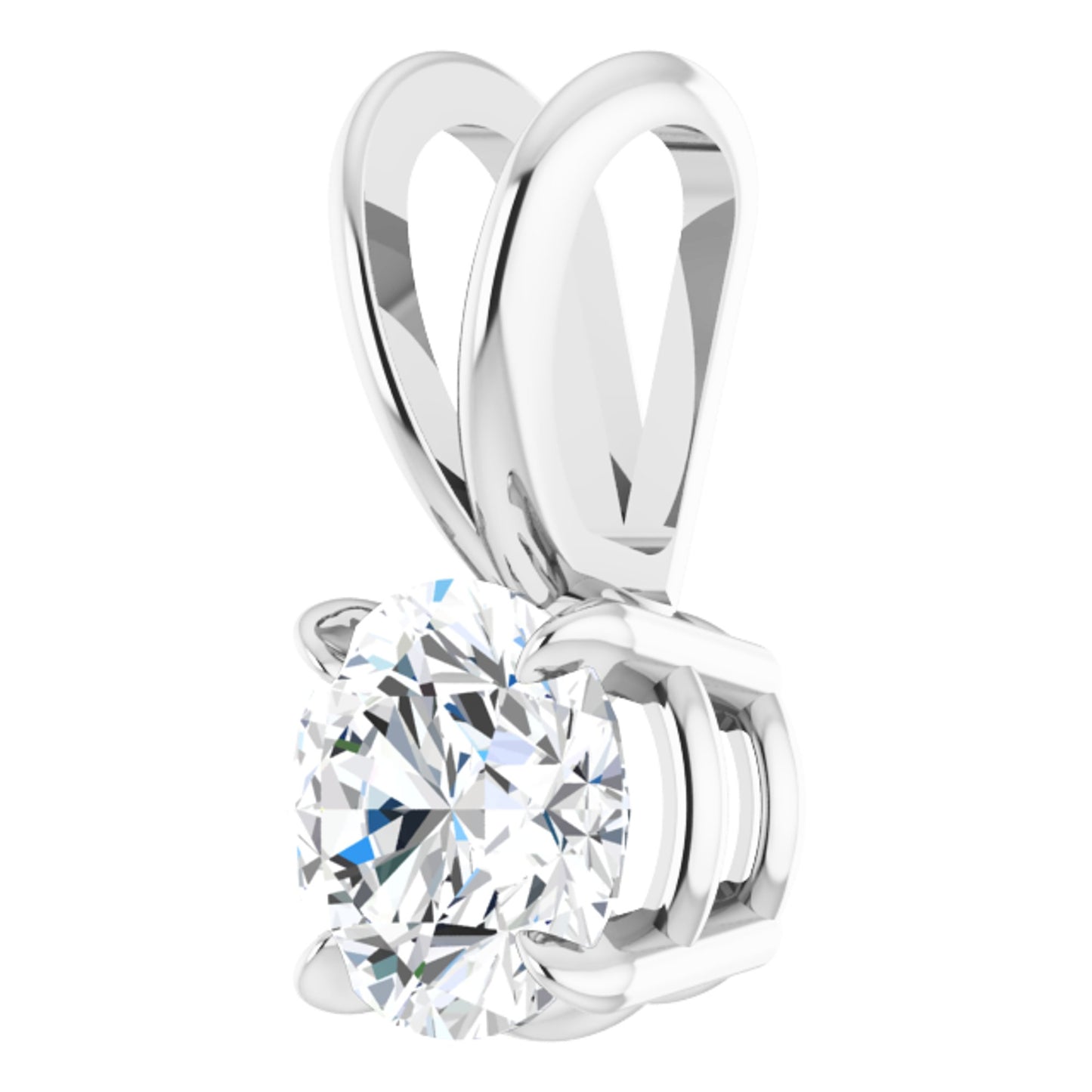 Sterling Silver Split Top Claw 4-Prong Pendant with Round Brilliant Cut DNA Gemstone