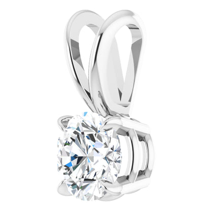 Sterling Silver Split Top Claw 4-Prong Pendant with Round Brilliant Cut DNA Gemstone