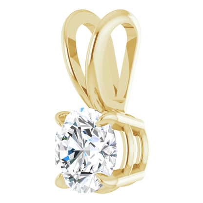 14k Yellow Gold Split Top Claw 4-Prong Pendant with Round Brilliant Cut DNA Gemstone