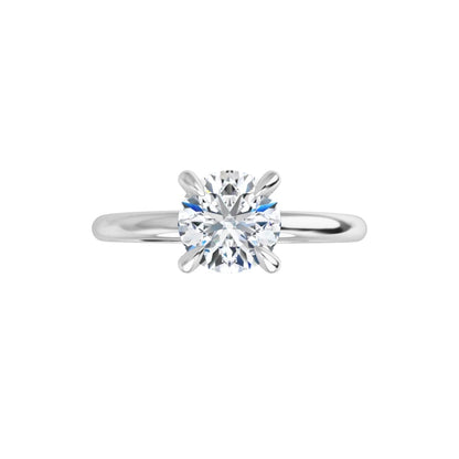 14k White Gold Solitaire Claw 4-Prong Ring with Round Brilliant Cut DNA Gemstone